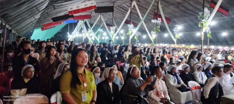 Packed Convention Hall at the Catholic School, Canchipur, Imphal